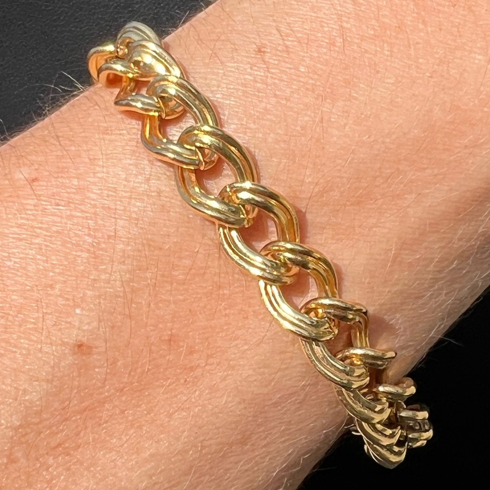 Gold Cuban Link vintage citation charm bracelet 7.25"